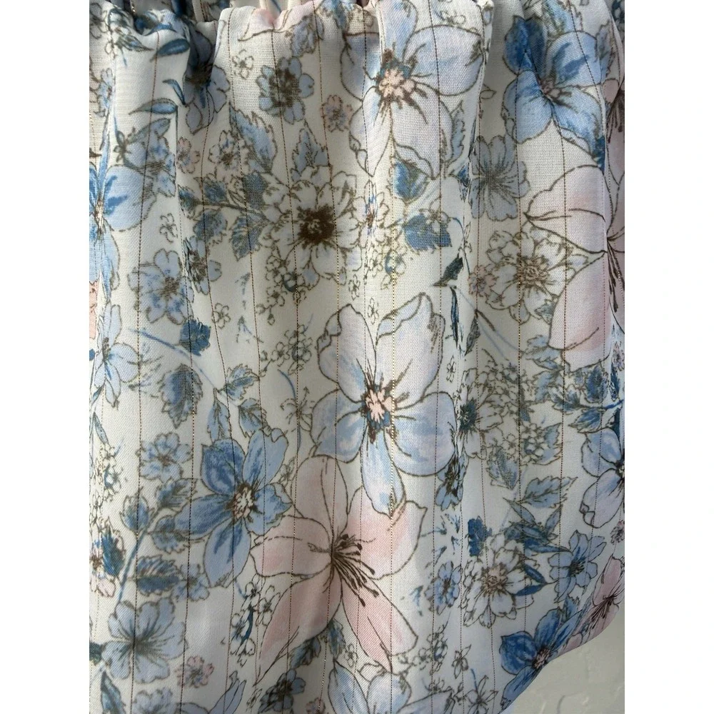 Sienna Sky Floral Cami Top Womens XL Summer Boho Smocked Strap Blouse Cream
